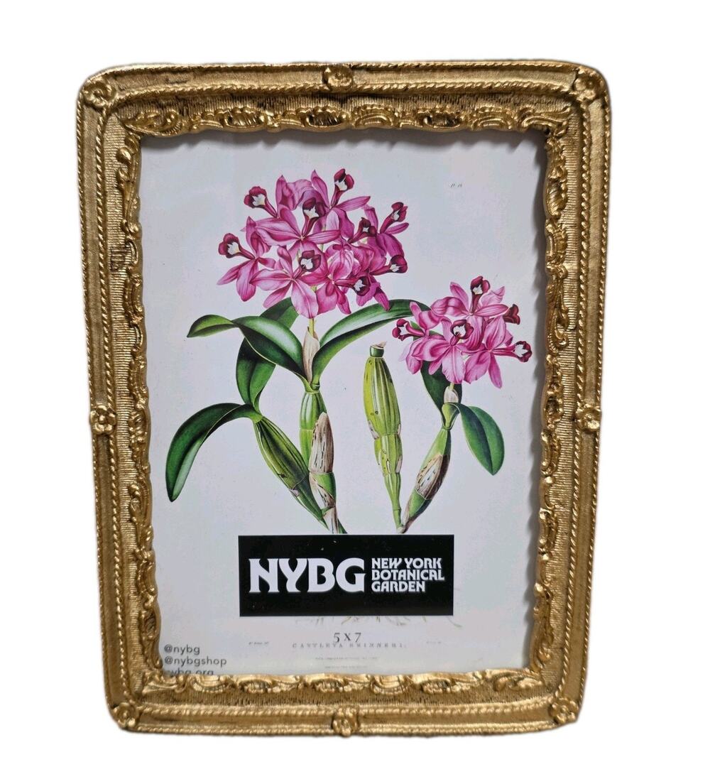 Vintage Style Gold Ornate 5x7 Picture Frame New York Botanical Garden Orchid